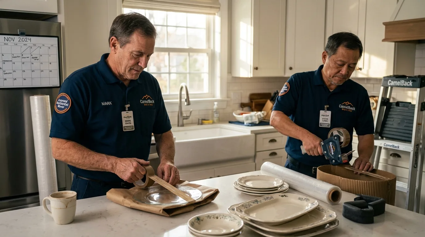 Professional crew packing kitchen dishware in Rio Rancho, NM